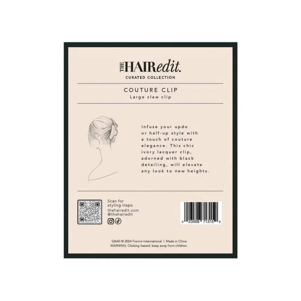 The Hair Edit Ivory Black Trim Large Claw Clip Hair Styling